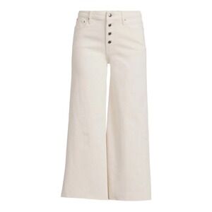a.n.a Cream High-Rise Wide-Leg Button-Front Jeans